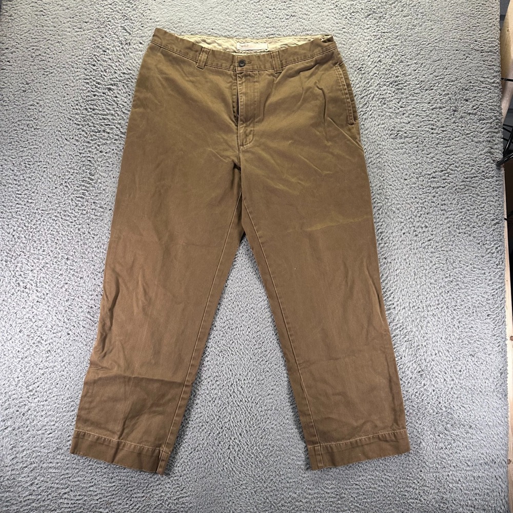 Vintage Perry‎ Ellis Pant Mens 36x30 Brown Cotton Chino Straight Preppy Business
